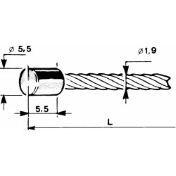 Cable with a cylindrical head Ø5,5x5,5mm - 1m
