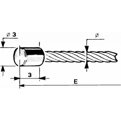 Linka gazu z cylindryczną główką Ø3x3mm - 2m