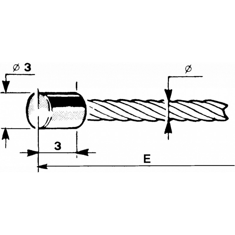 Linka gazu z cylindryczną główką Ø3x3mm - 2,5m